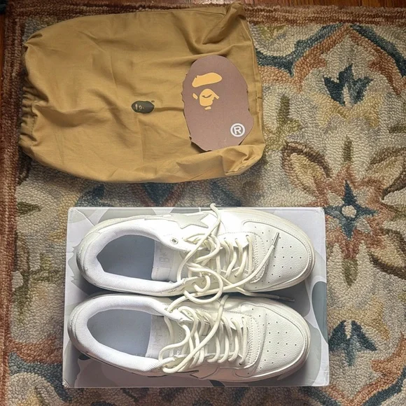 A Bathing Ape Bape sta Low Sneaker - JJJJound White Grey - Picture 2 of 5